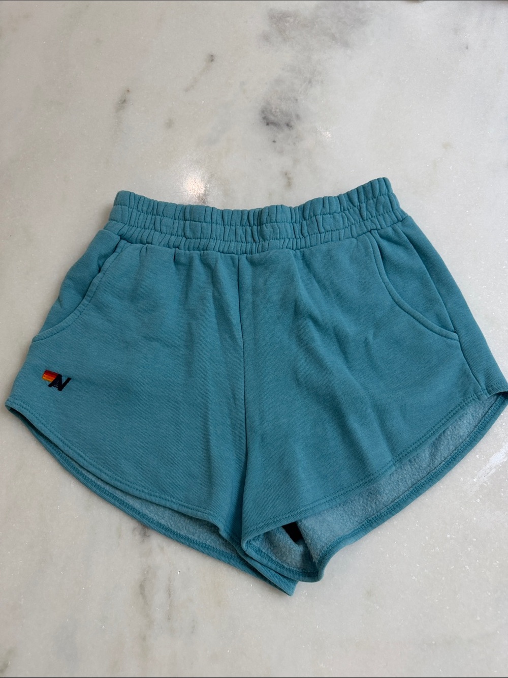 Aviator Nation Teal Blue Athletic Shorts with Side Pockets